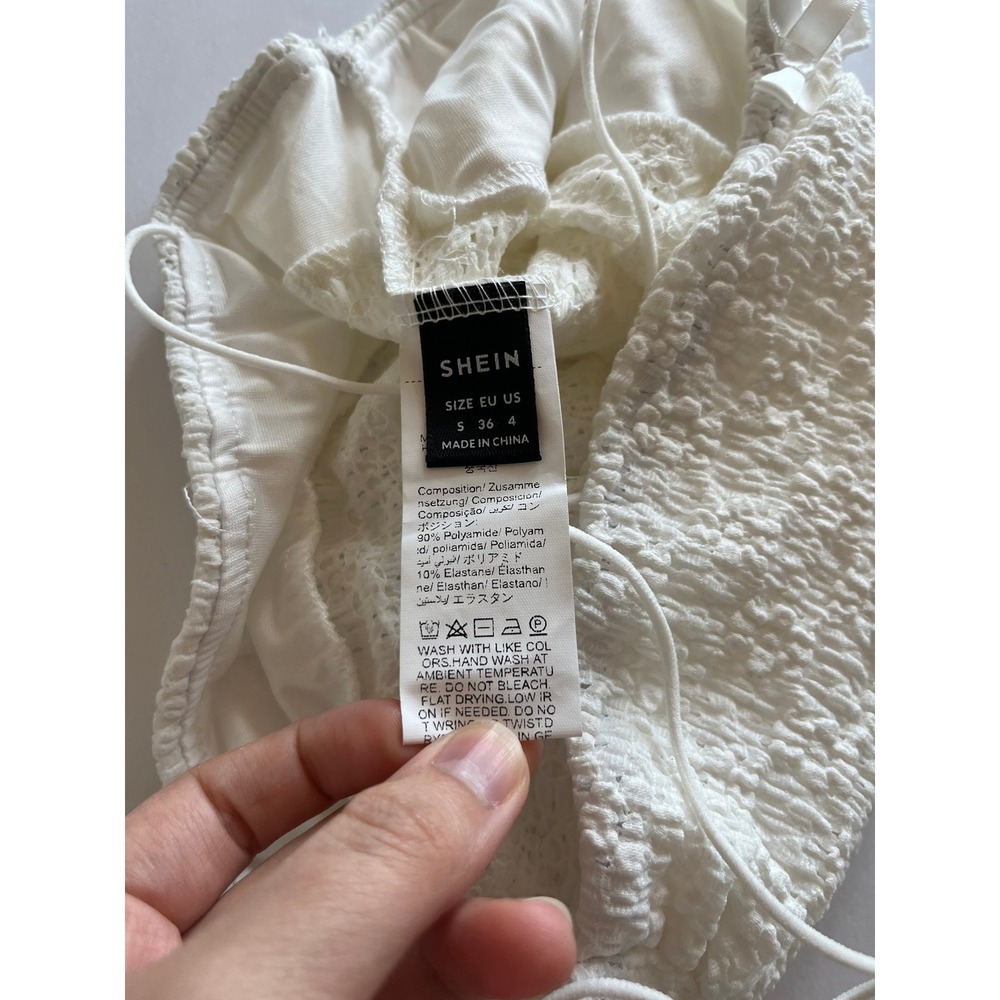 Y2K Babydoll Fairy‎ Boho Cottage Womens Top White S Asymmetrical Festival - Picture 5 of 6